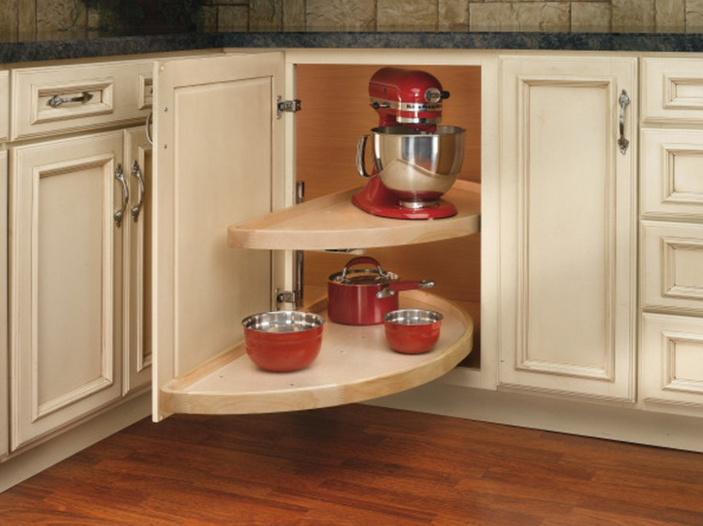 Rev A Shelf 32 Wood Half Moon 2 Shelf Pivot and Slide Lazy Susan Natural Maple 4WLS882 32 570