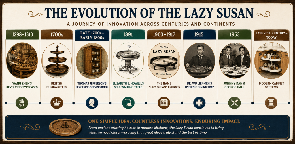 Lazy Susan History Timeline Woodworker Express Blog Timeline showing the evolution of the lazy susan