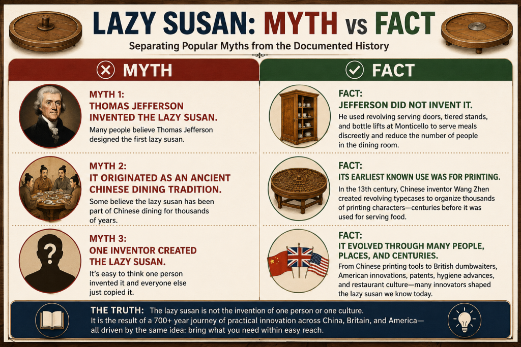 Lazy Susan Myths vs Facts Woodworker Express Blog Myth versus fact comparison about the history of the lazy susan