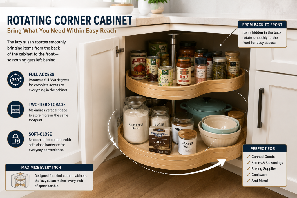 Rotating Corner Cabinet Storage Woodworker Express Blog Corner cabinet with rotating lazy susan storage