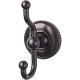 Edwardian Bath Double Hook 5" Long with Beaded Backplate Oil Rubbed Bronze Top Knobs ED2ORBA