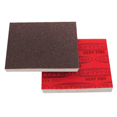 SurfPrep 3"x4" 10mm Red Abrasive Foam Pad, Aluminum Oxide, Hook/Loop, 60 Medium, No Hole :: Image 10