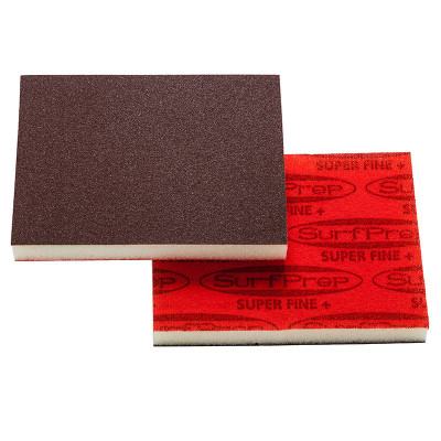 SurfPrep 3"x4" 1/2" Red Abrasive Foam Pad, Aluminum Oxide, Hook/Loop, 220 Super Fine+, No Hole :: Image 10