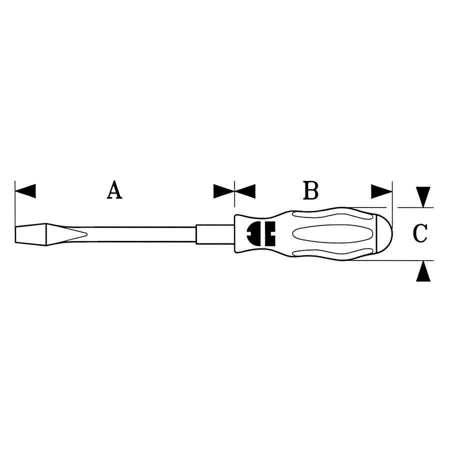 ZEBRA Slotted Screwdriver - Hexagon Blade, Impact Cap, Wrench Adapter Tech Drawing