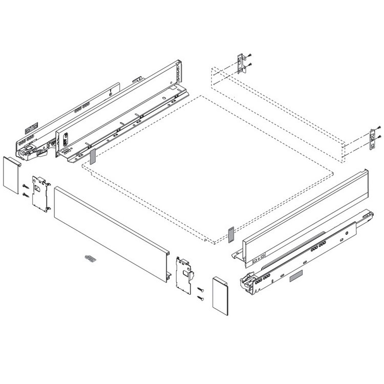 Blum ZI7.0MI0 LEGRABOX M Height (3-9/16") Interior Front Fixing Bracket, Stainless Steel :: Image 20