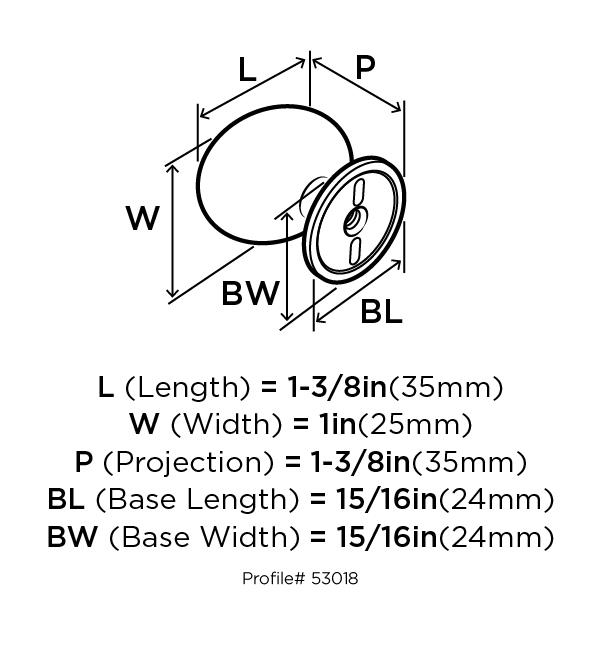 Amerock BP53018-26 Oval Knob, Length 1-3/8, Polished Chrome, Allison Series :: Image 10
