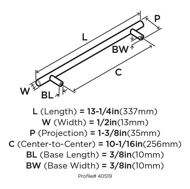 Amerock BP40519CBZ Bar Pull 10-1/16" (256mm) Centers, Caramel Bronze Steel, 13-1/4" (336mm) Long :: Image 20