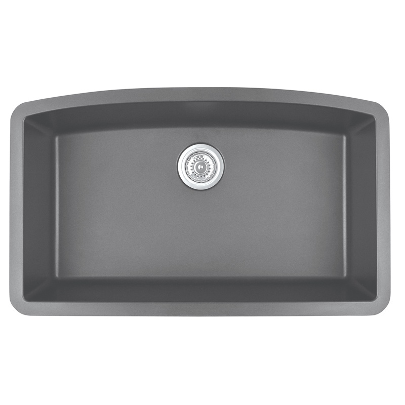 Karran QU-712 GREY, 32-1/2" x 19-1/2" Quartz Undermount Kitchen Sink Single Bowl, Grey :: Image 10
