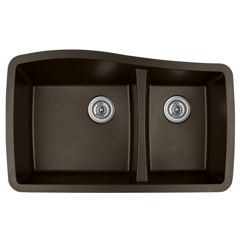 Karran QU-721 BROWN, 33-1/2" x 20-5/8" Quartz Undermount Kitchen Sink Double Bowl, Brown :: Image 10