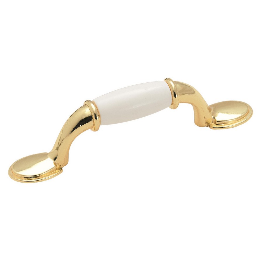 Everyday Heritage Pull 3" Center to Center Polished Brass/White Amerock 245WPB