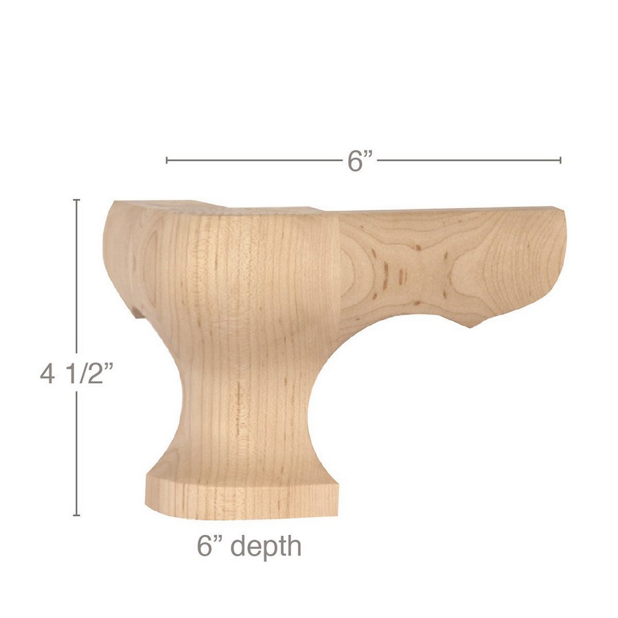 4-1/2" x 6" x 6" Corner Round Face Wood Pedestal Foot