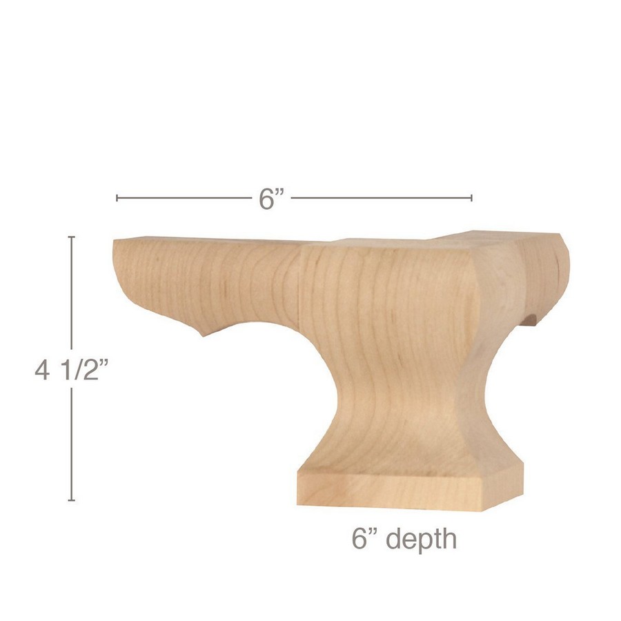 4-1/2" x 6" x 6" Corner Square Face Wood Pedestal Foot