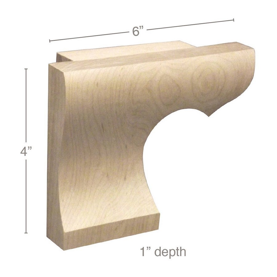 4" x 6" x 1" Left Straight Edge Wood Pedestal Foot