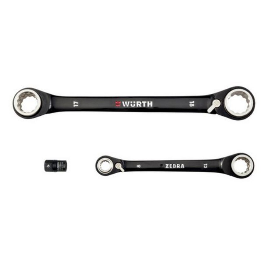 Zebra Powerdriv Double Ended Box End Wrench Set w/ Adapter 3 Pcs