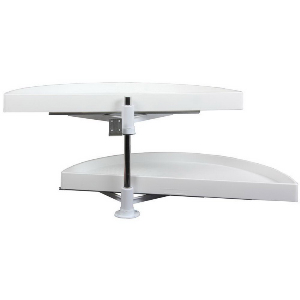 33-7/8" Polymer Half Moon 2 Shelf Pivot and Glide Lazy Susan White Knape and Vogt PHM34GG-W