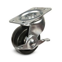 DH Casters C-GD20PSB, Plate Mount Swivel &amp; Rigid Caster, Medium Duty, 2in, 125lb Capacity, Plate Size 1-7/8 x 2-9/16in