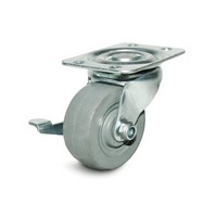 DH Casters C-GD20MRSB, Plate Mount Swivel &amp; Rigid Caster, Medium Duty, 2in, 125lb Capacity, Plate Size 1-7/8 x 2-9/16in