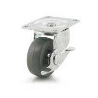 DH Casters C-GD30MRSB, Plate Mount Swivel &amp; Rigid Caster, Medium Duty, 3in, 110lb Capacity, Plate Size 3-1/8 x 4-1/16in