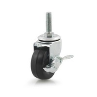 2" Light Duty Threaded Stem Mount Swivel Caster With Brake Rubber DH Casters C-L20T1RSB