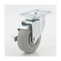 4" Medium Duty Plate Mount Swivel  Caster With Brake Non-Marking DH Casters C-LM4P1TPSB