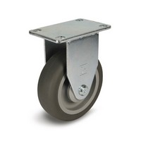 DH Casters C-LM4P1PUR, Plate Mount Swivel &amp; Rigid Caster, Medium Duty, 4in, 275lb Capacity, Plate Size 2-3/8 x 3-5/8