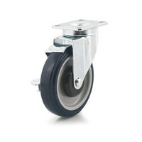 5" Medium Duty Plate Mount Swivel Caster With Brake Polyurethane DH Casters C-LM5P1PUSB