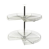 KV PC28STM-FN, 28in Wire Kidney Shaped Lazy Susan, KV Series, Frosted Nickel, 2-Shelf Set with Hardware, Independently Rotating, Knape and Vogt