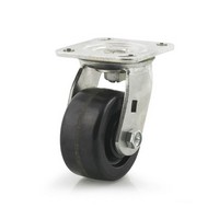 DH Casters C-BU3P2NS, Plate Mount Swivel &amp; Rigid Caster Without Brake, Low Profile, HD, 3in, 440lb Capacity, Plate Size 3-1/4 x 4-1/4