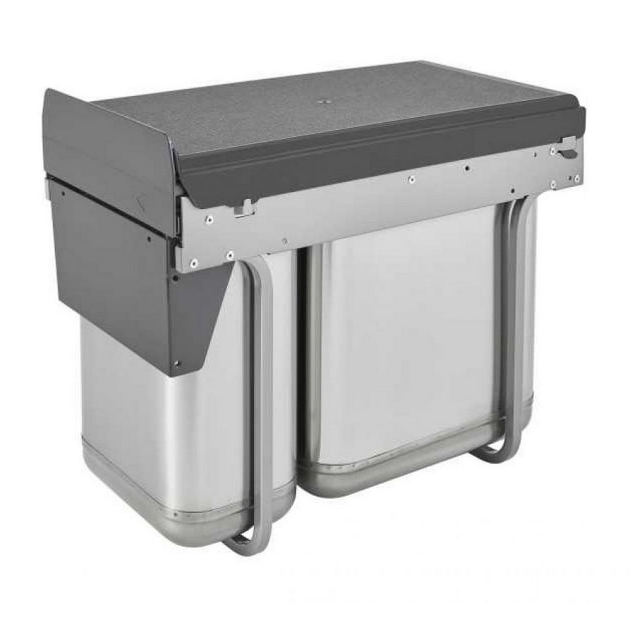 Top Mount Double 10 Liter/20 Liter Pullout Under-Sink Waste Container Stainless Steel Rev-A-Shelf 8-785-30-DM2SS