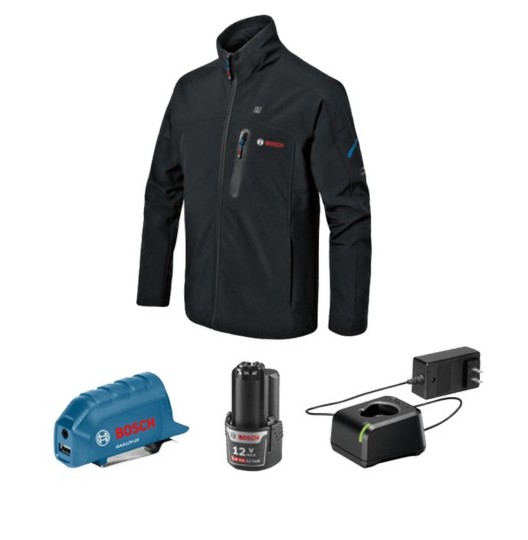 12V Max Heated Jacket Kit with Portable Power Adapter Size 3XL Black Bosch GHJ12V-203XLN12