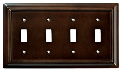Liberty Hardware 126345, Quad Switch Wall Plate, Espresso, Wood Architectural