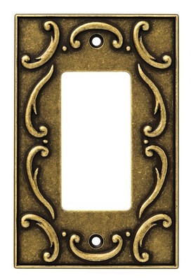 Liberty Hardware 126347, Single Decorator Wall Plate, Burnished Antique Brass, French Lace