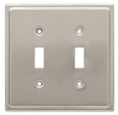 Liberty Hardware 126365, Double Switch Wall Plate, Satin Nickel, Country Fair
