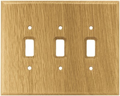 Liberty Hardware 126430, Triple Switch Wall Plate, Medium Oak, Wood Square