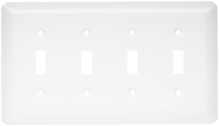 Liberty Hardware 126432, Quad Switch Wall Plate, White, Stamped Round