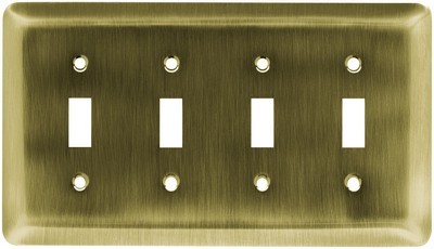 Liberty Hardware 126433, Quad Switch Wall Plate, Antique Brass, Stamped Round