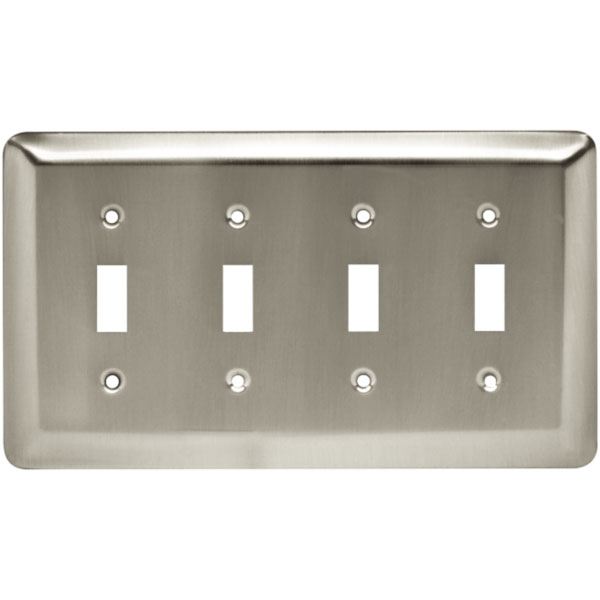 Liberty Hardware 126434, Quad Switch Wall Plate, Satin Nickel, Stamped Round