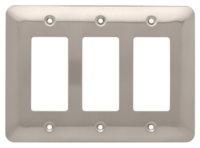 Liberty Hardware 126442, Triple Decorator Wall Plate, Satin Nickel, Stamped Round