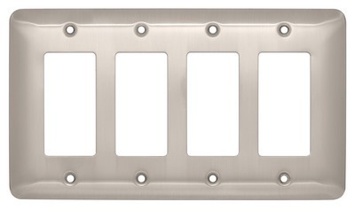 Liberty Hardware 126443, Quad Decorator Wall Plate, Satin Nickel, Stamped Round