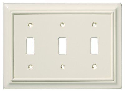 Liberty Hardware 126448, Triple Switch Wall Plate, Light Almond, Wood Architectural