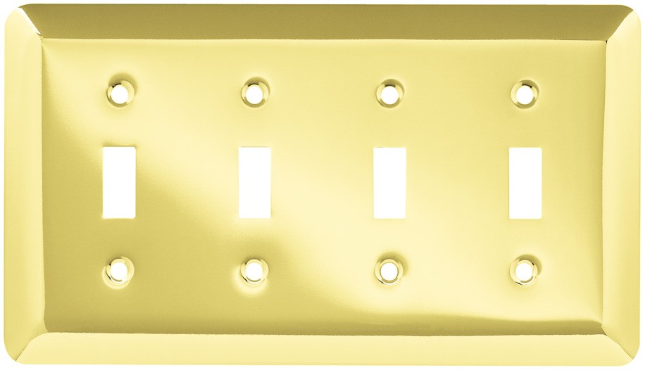 Liberty Hardware 126530, Quad Switch Wall Plate, Polished Brass, Stamped Round