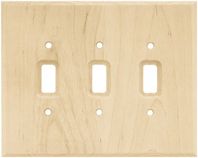 Liberty Hardware 126796, Triple Switch Wall Plate, Unfinished Wood, Wood Square