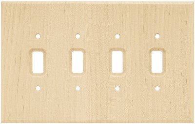 Liberty Hardware 126797, Quad Switch Wall Plate, Unfinished Wood, Wood Square