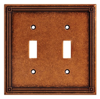 Liberty Hardware 135765, Double Switch Wall Plate, Sponged Copper, Ruston