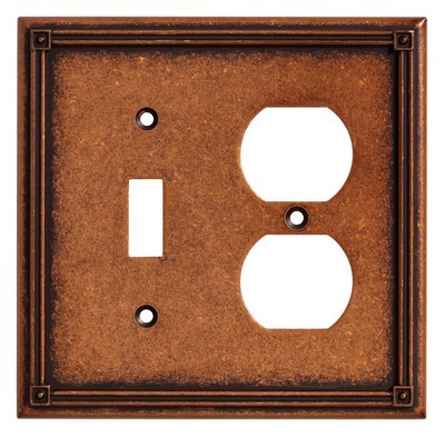 Liberty Hardware 135770, Single Switch/Duplex Wall Plate, Sponged Copper, Ruston