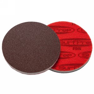 SurfPrep 5"x10mm Red Foam Abrasives Disc, 60 Medium, Aluminum Oxide, No Hole, Hook/Loop