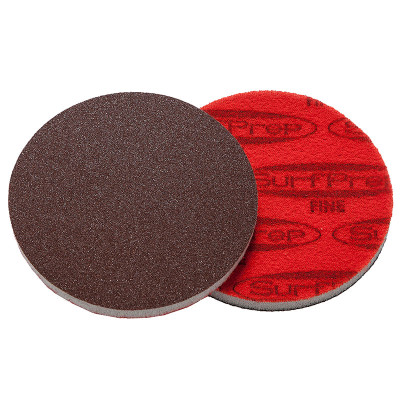 SurfPrep 11"x10mm Red Foam Abrasives Pad, 46 Coarse Plus, Aluminum Oxide, No Hole, Hook/Loop