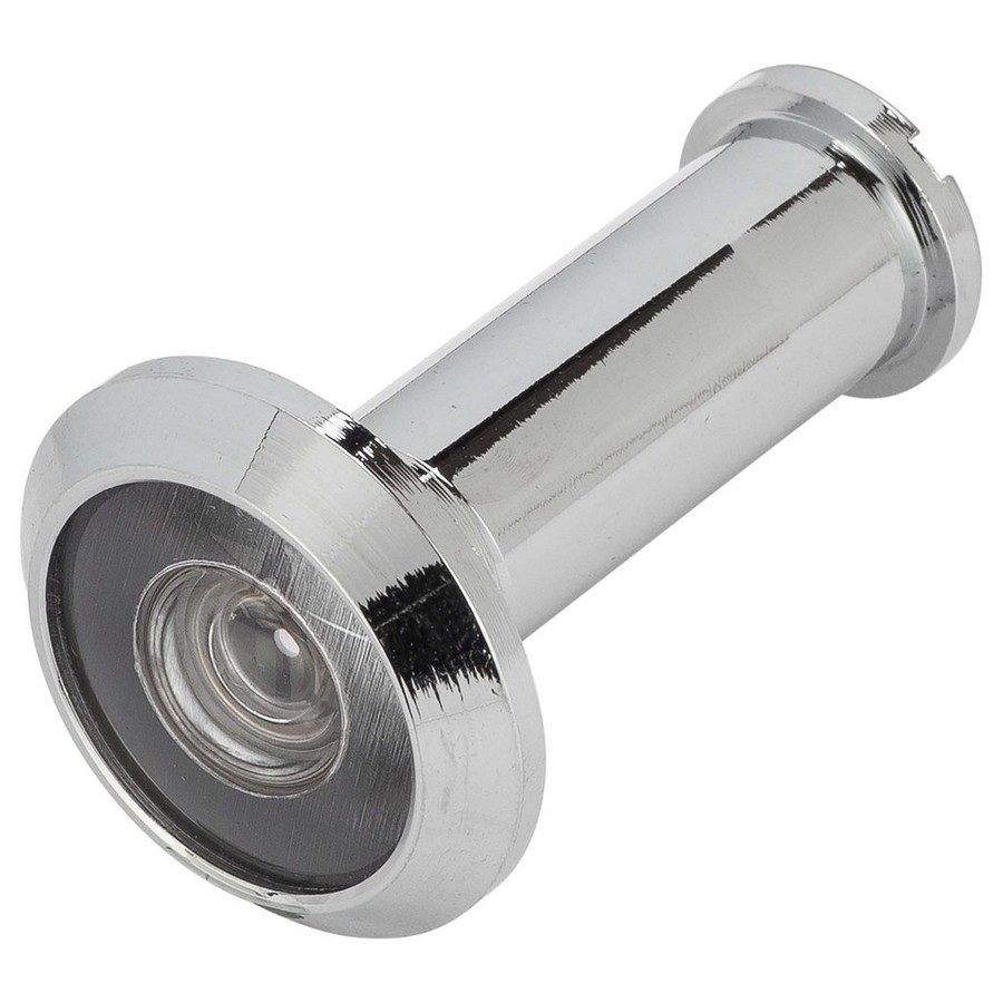 Brass Door Peephole Viewer with 180-Degree Viewing Radius and 1/2" Viewer Bore Bright Chrome Harney Hardware 31836
