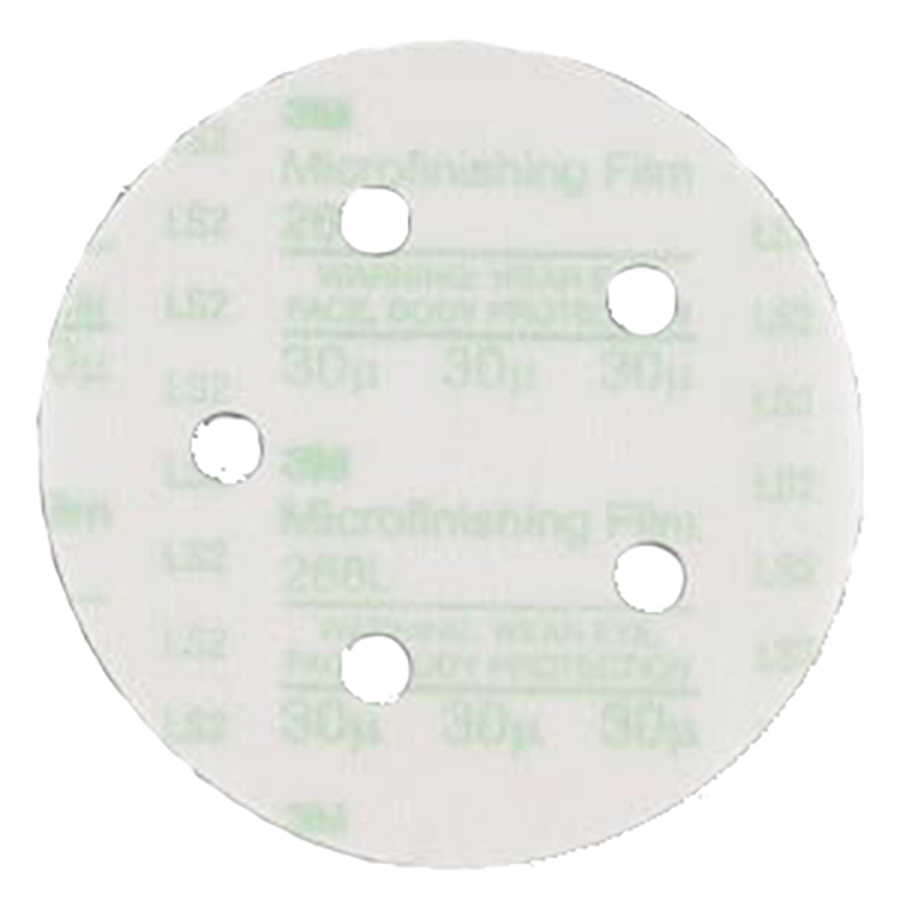 5" Abrasive Discs Microning Film 5-Hole Hook and Loop 30 Micron 50/Box 3M 00051144841745