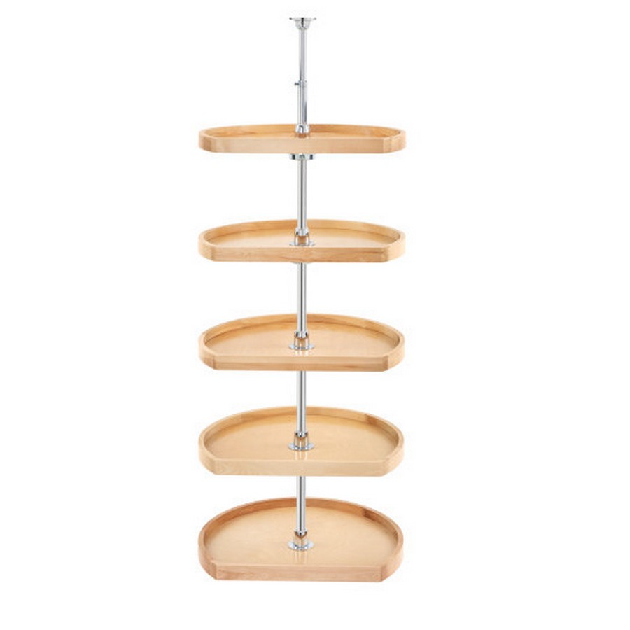 20" Wood D-Shape 5 Shelf Only Lazy Susan Natural Maple Independently Rotating Rev-A-Shelf 4265-20-50
